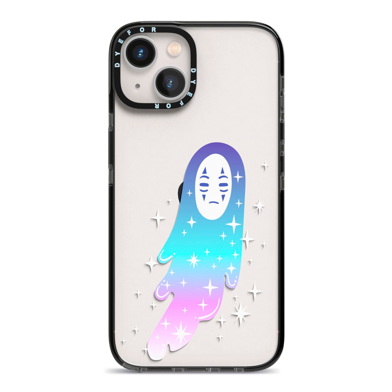 Starry Spectre iPhone 13 Black Impact Case on Silver phone
