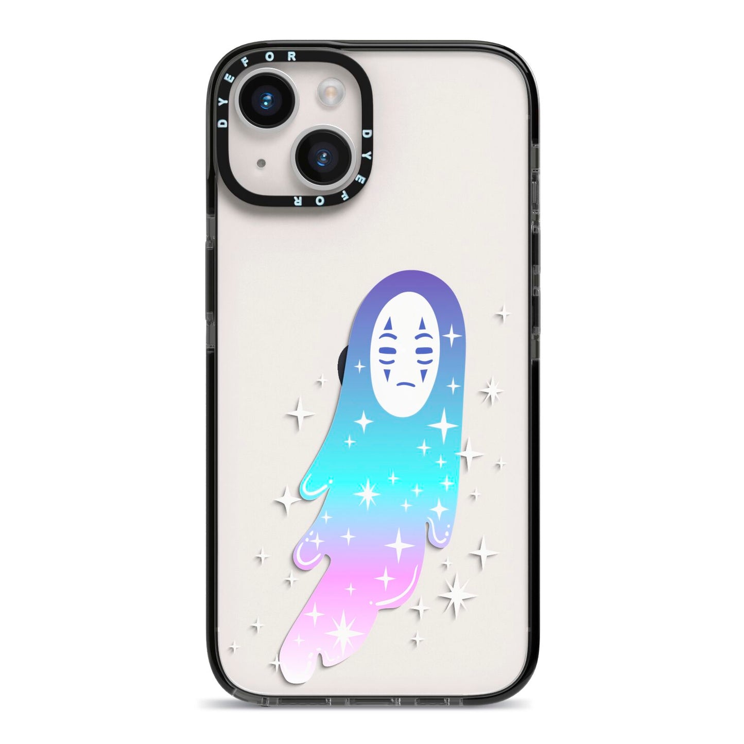 Starry Spectre iPhone 14 Black Impact Case on Silver phone