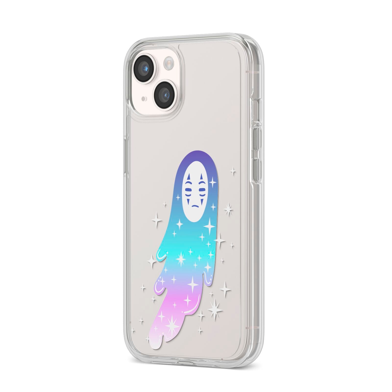 Starry Spectre iPhone 14 Clear Tough Case Starlight Angled Image