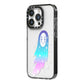 Starry Spectre iPhone 14 Pro Black Impact Case Side Angle on Silver phone