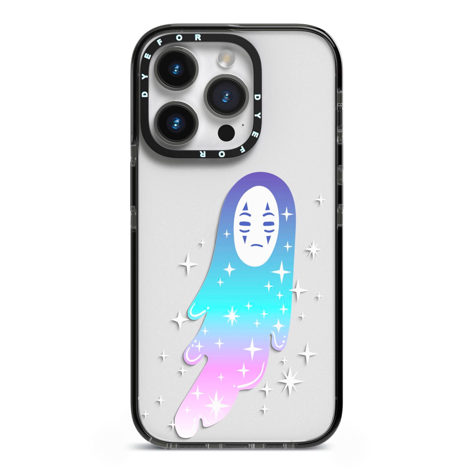 Starry Spectre iPhone 14 Pro Black Impact Case on Silver phone