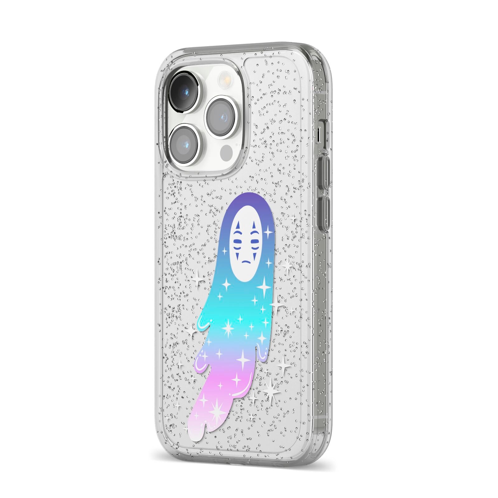 Starry Spectre iPhone 14 Pro Glitter Tough Case Silver Angled Image