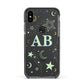 Stars and Moon Personalised Apple iPhone Xs Impact Case Black Edge on Black Phone