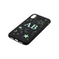 Stars and Moon Personalised Black Pebble Leather iPhone Xr Case Side Angle