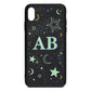 Stars and Moon Personalised Black Pebble Leather iPhone Xs Max Case