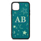 Stars and Moon Personalised Green Pebble Leather iPhone 11 Pro Max Case