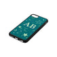 Stars and Moon Personalised Green Pebble Leather iPhone 8 Case Side Angle
