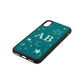 Stars and Moon Personalised Green Pebble Leather iPhone Xs Case Side Angle