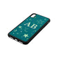 Stars and Moon Personalised Green Pebble Leather iPhone Xs Max Case Side Angle
