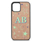 Stars and Moon Personalised Rose Gold Pebble Leather iPhone 12 Case
