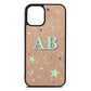 Stars and Moon Personalised Rose Gold Pebble Leather iPhone 12 Mini Case