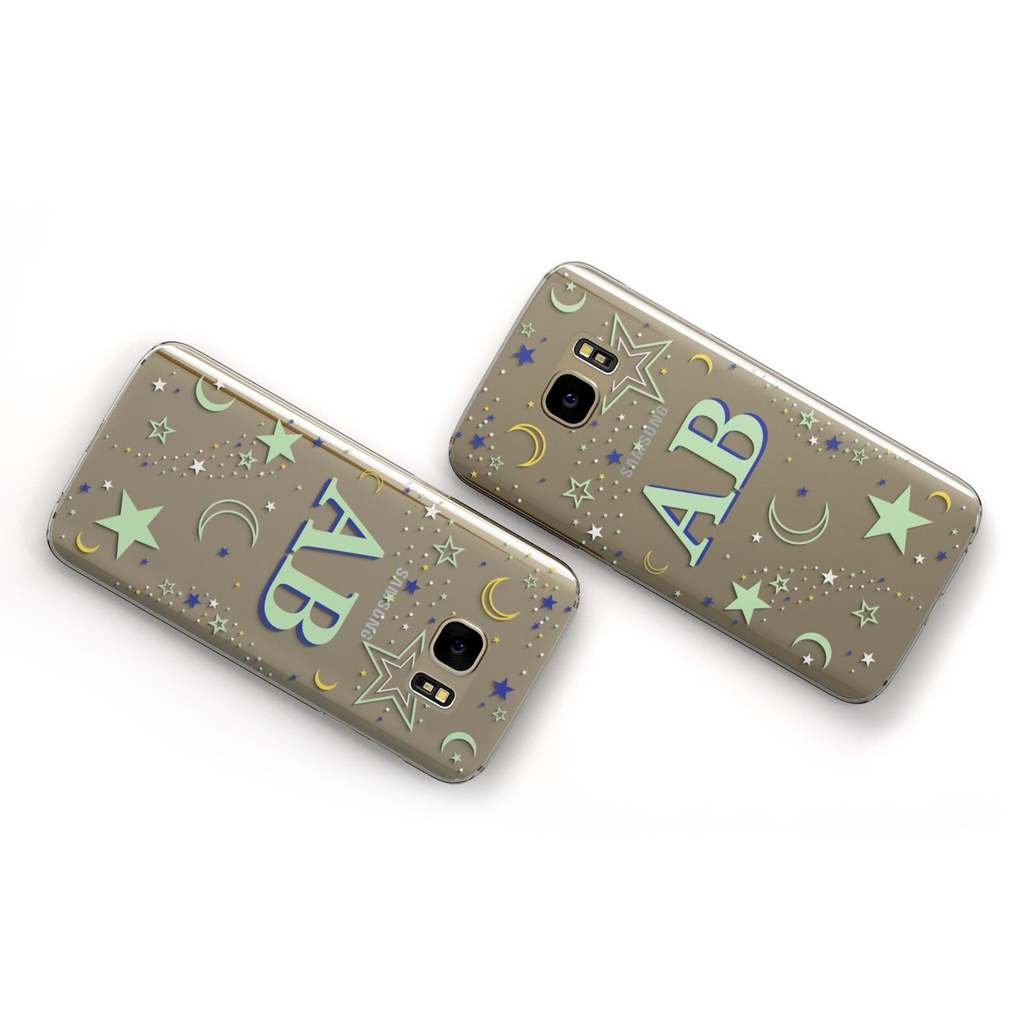 Stars and Moon Personalised Samsung Galaxy Case Flat Overview