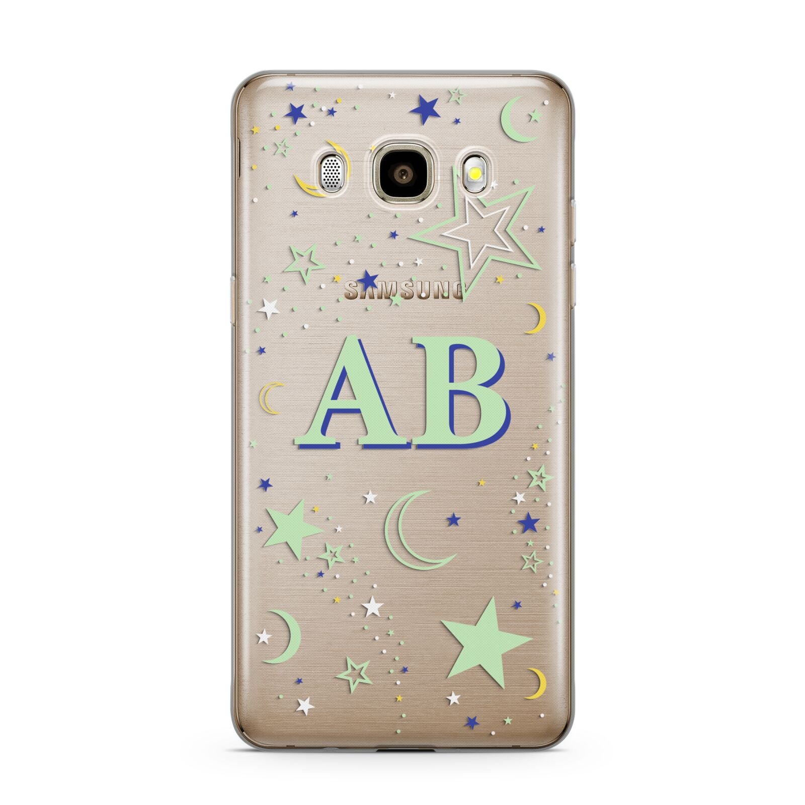 Stars and Moon Personalised Samsung Galaxy J7 2016 Case on gold phone