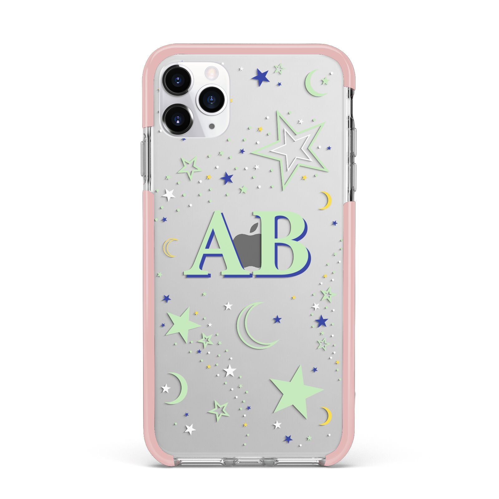Stars and Moon Personalised iPhone 11 Pro Max Impact Pink Edge Case