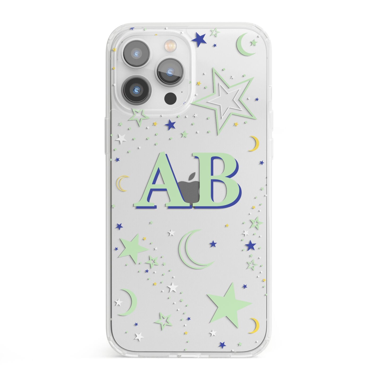 Stars and Moon Personalised iPhone 13 Pro Max Clear Bumper Case