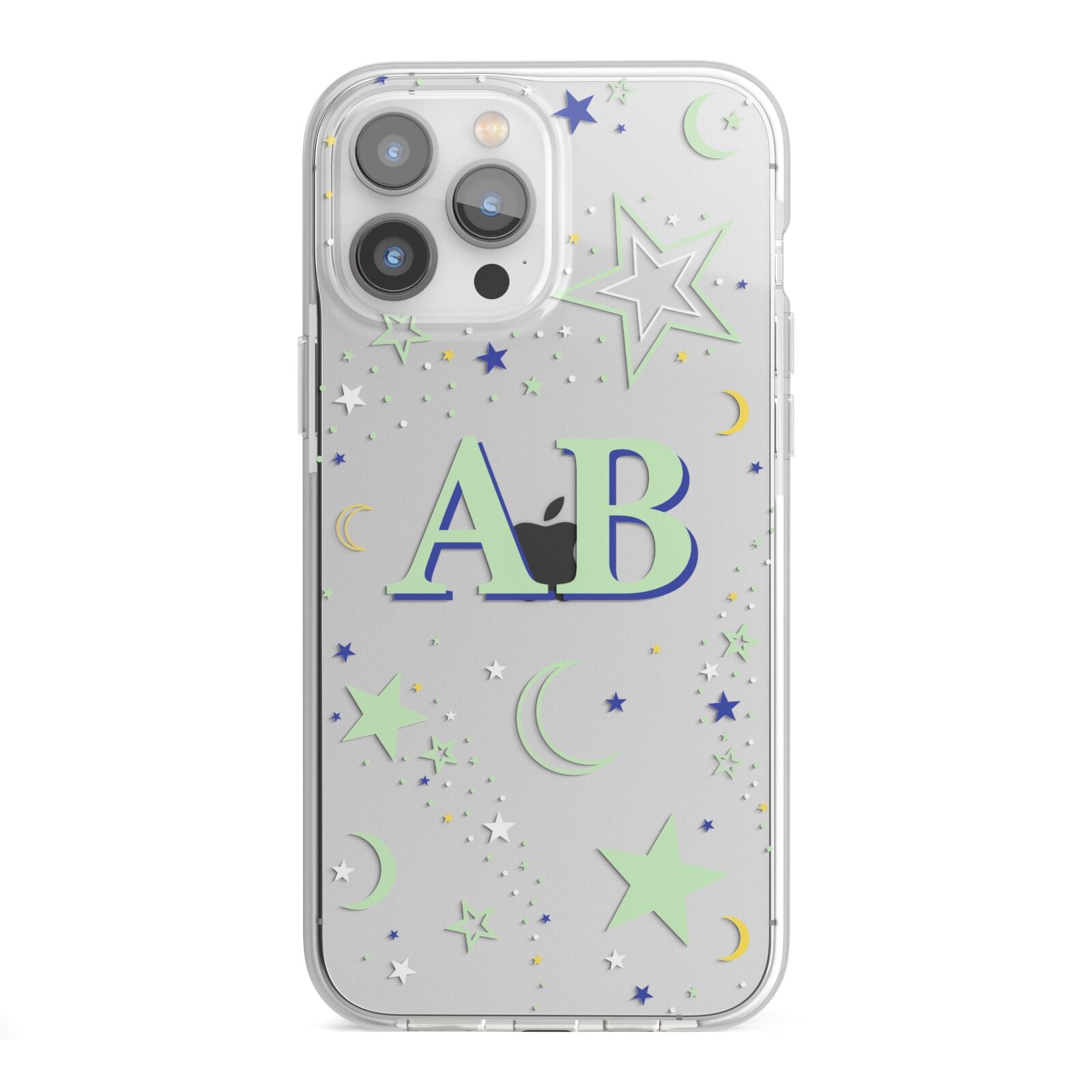 Stars and Moon Personalised iPhone 13 Pro Max TPU Impact Case with White Edges