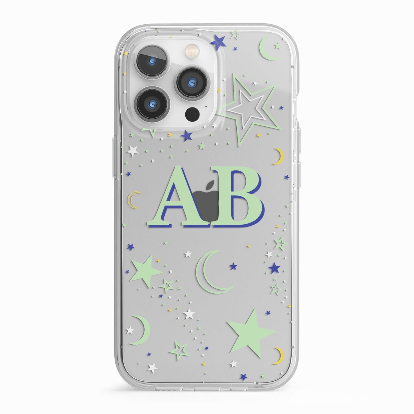 Stars and Moon Personalised iPhone 13 Pro TPU Impact Case with White Edges