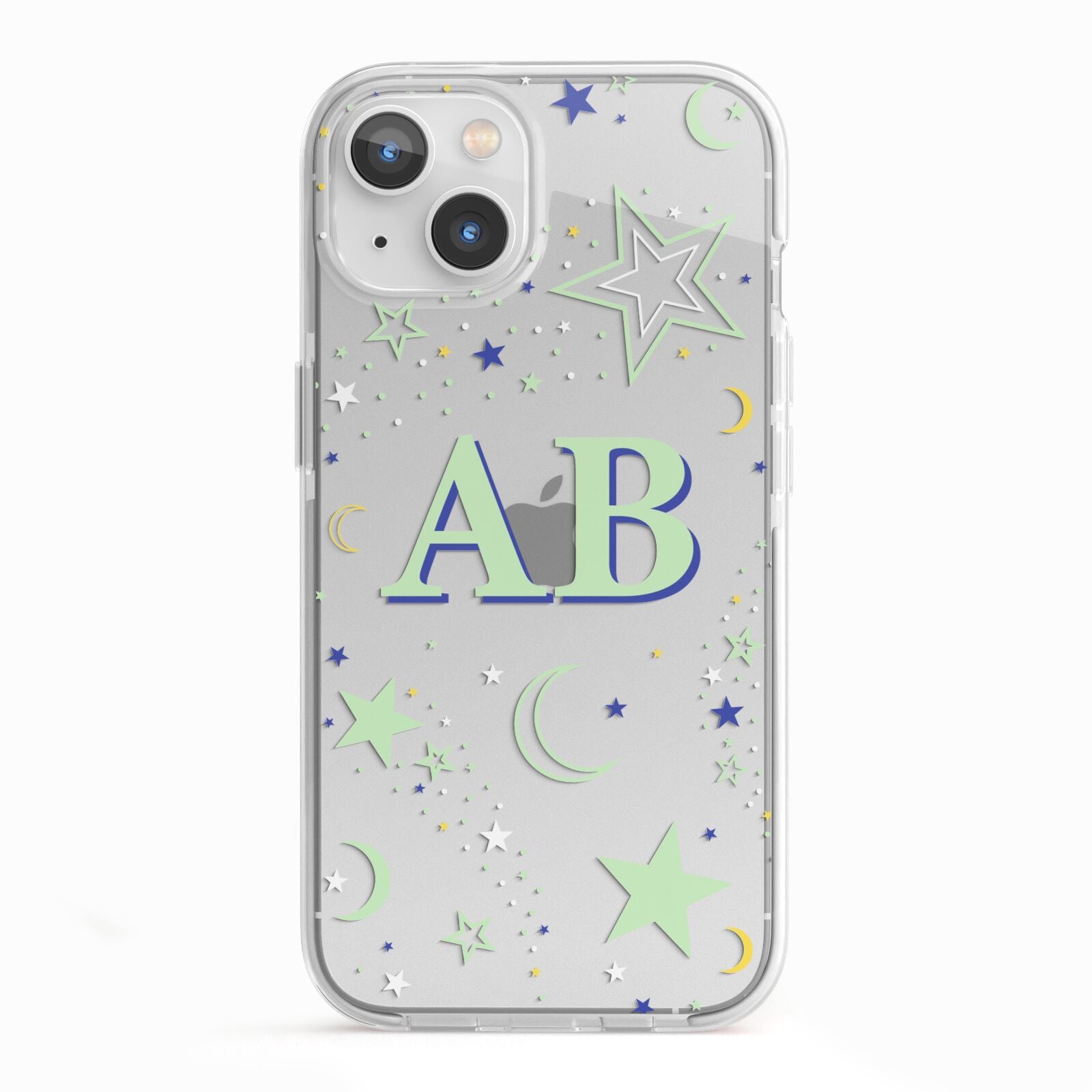 Stars and Moon Personalised iPhone 13 TPU Impact Case with White Edges