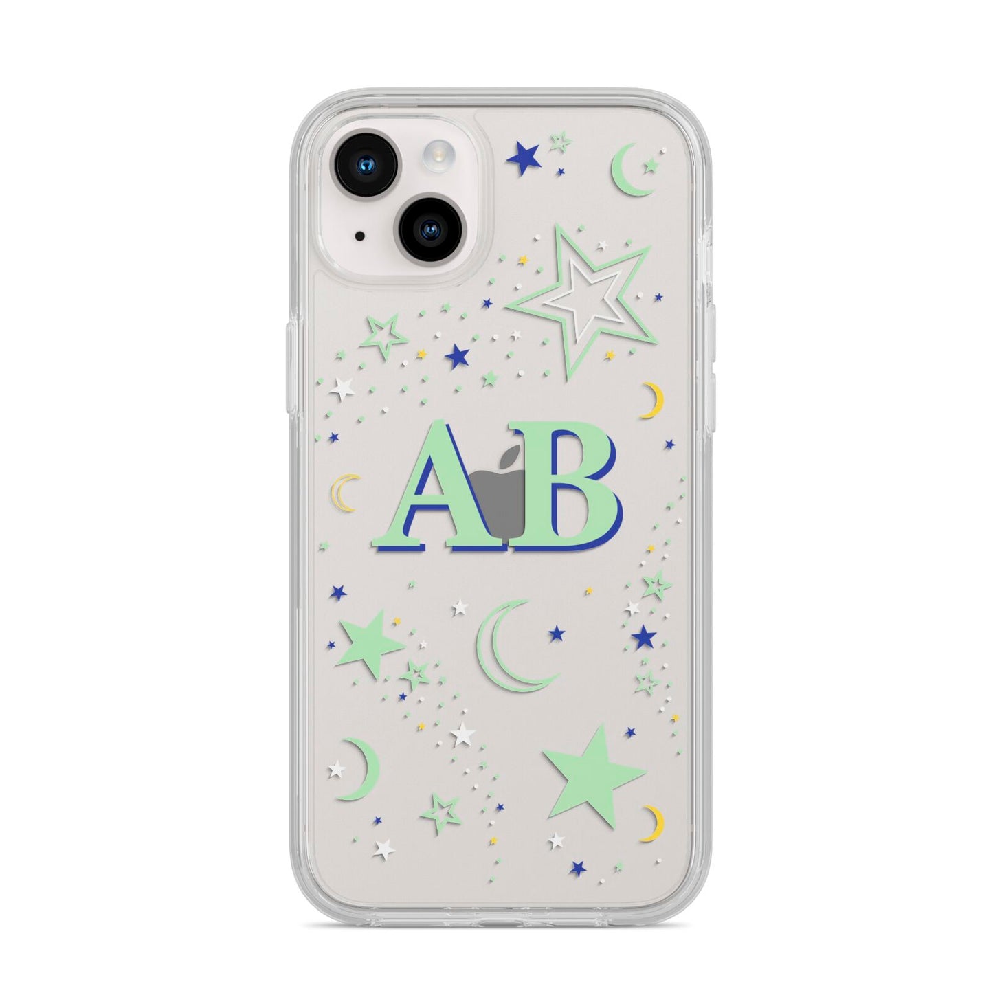 Stars and Moon Personalised iPhone 14 Plus Clear Tough Case Starlight