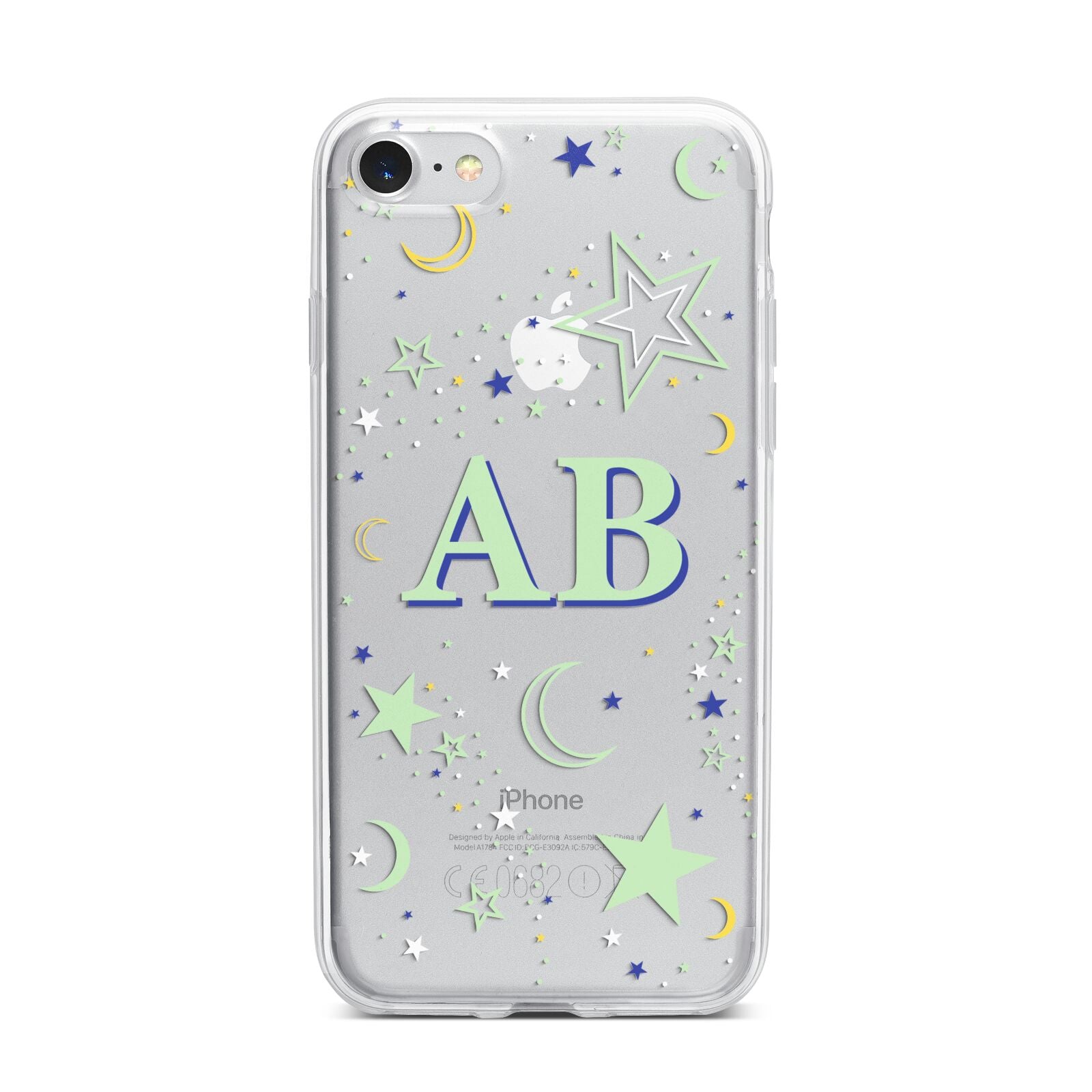Stars and Moon Personalised iPhone 7 Bumper Case on Silver iPhone