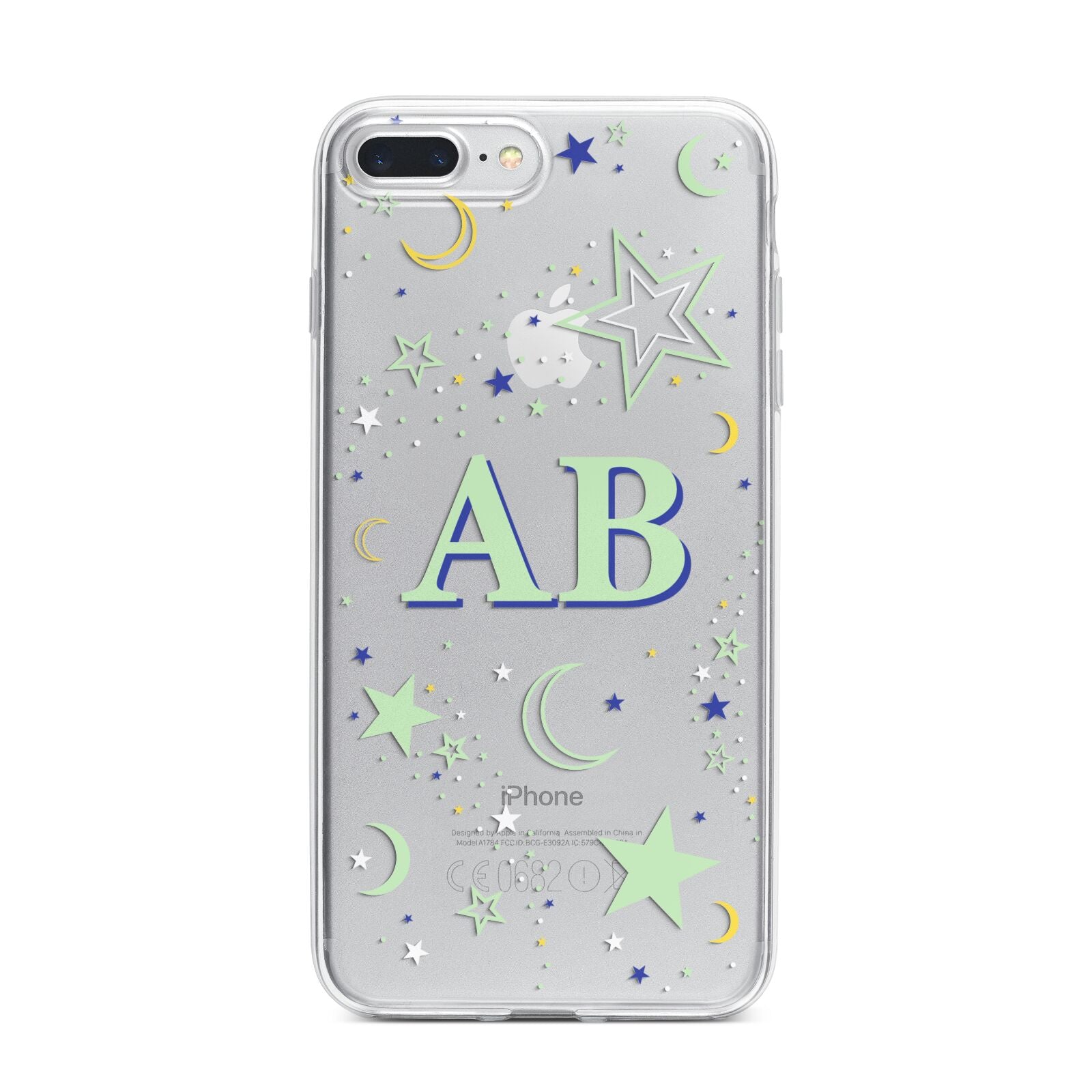 Stars and Moon Personalised iPhone 7 Plus Bumper Case on Silver iPhone