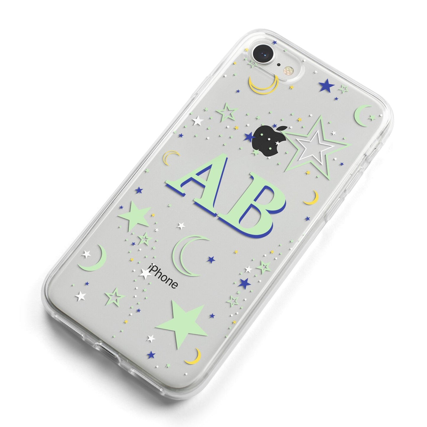 Stars and Moon Personalised iPhone 8 Bumper Case on Silver iPhone Alternative Image