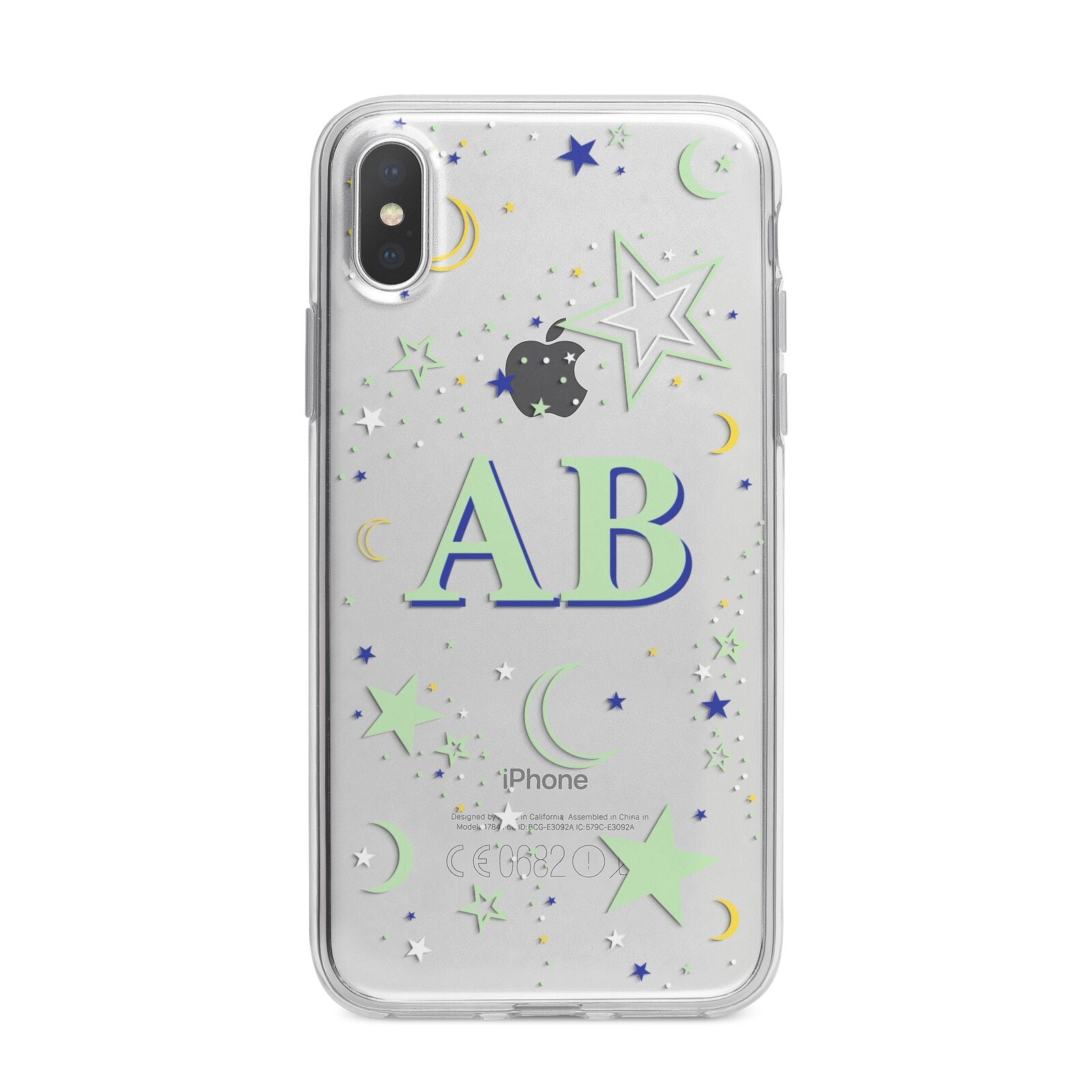 Stars and Moon Personalised iPhone X Bumper Case on Silver iPhone Alternative Image 1