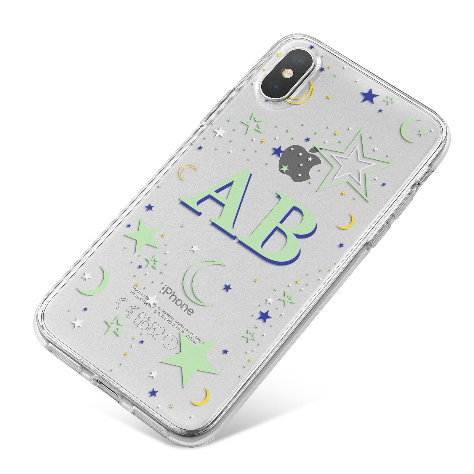 Stars and Moon Personalised iPhone X Bumper Case on Silver iPhone