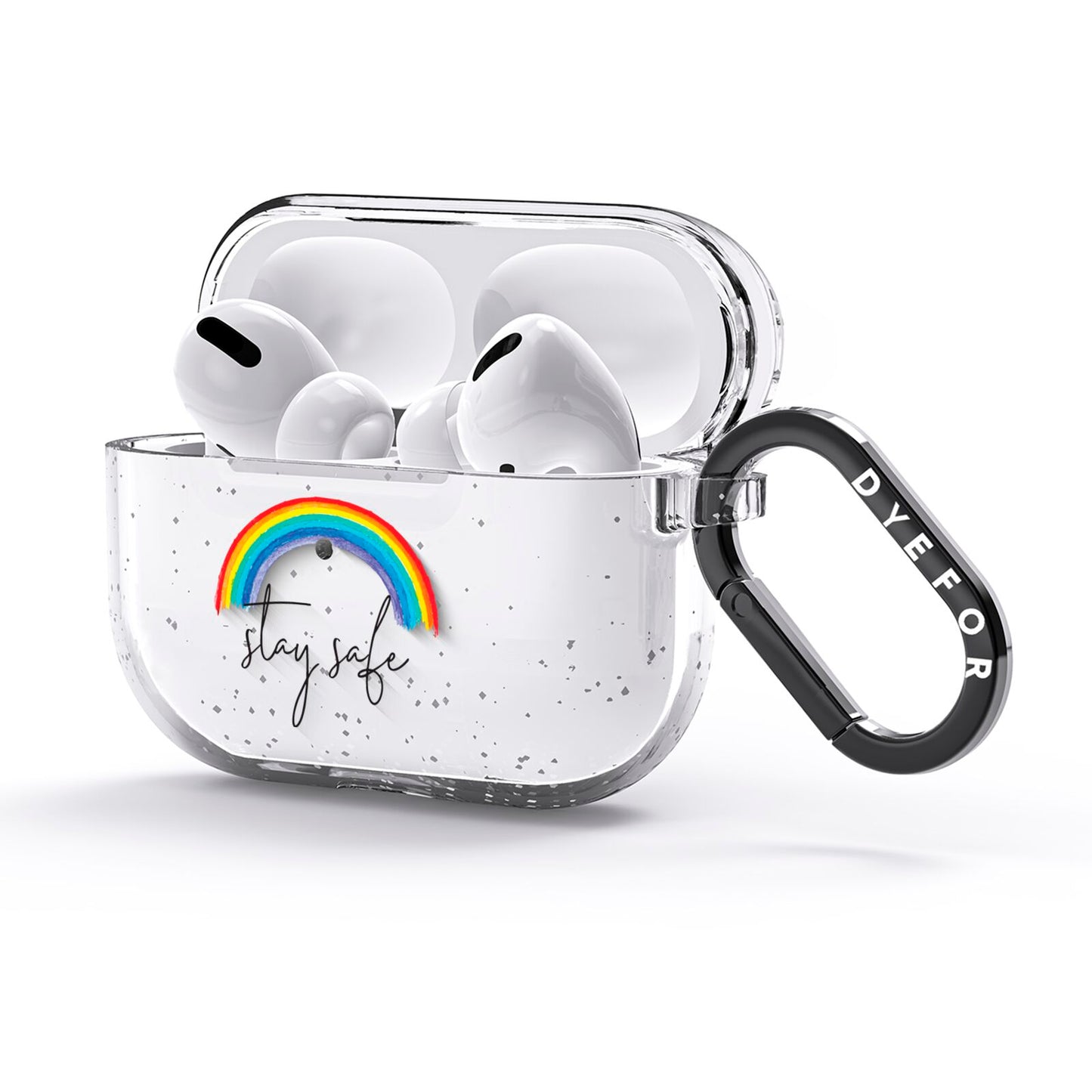 Stay Safe Rainbow AirPods Glitter Case 3rd Gen Side Image