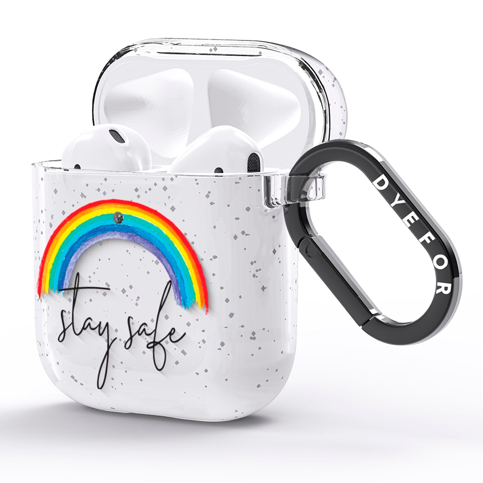 Stay Safe Rainbow AirPods Glitter Case Side Image