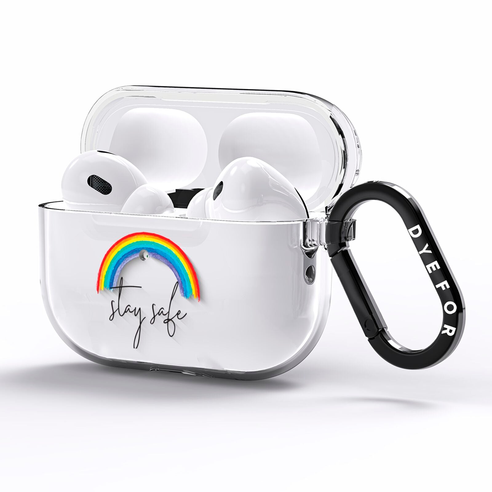 Stay Safe Rainbow AirPods Pro Clear Case Side Image