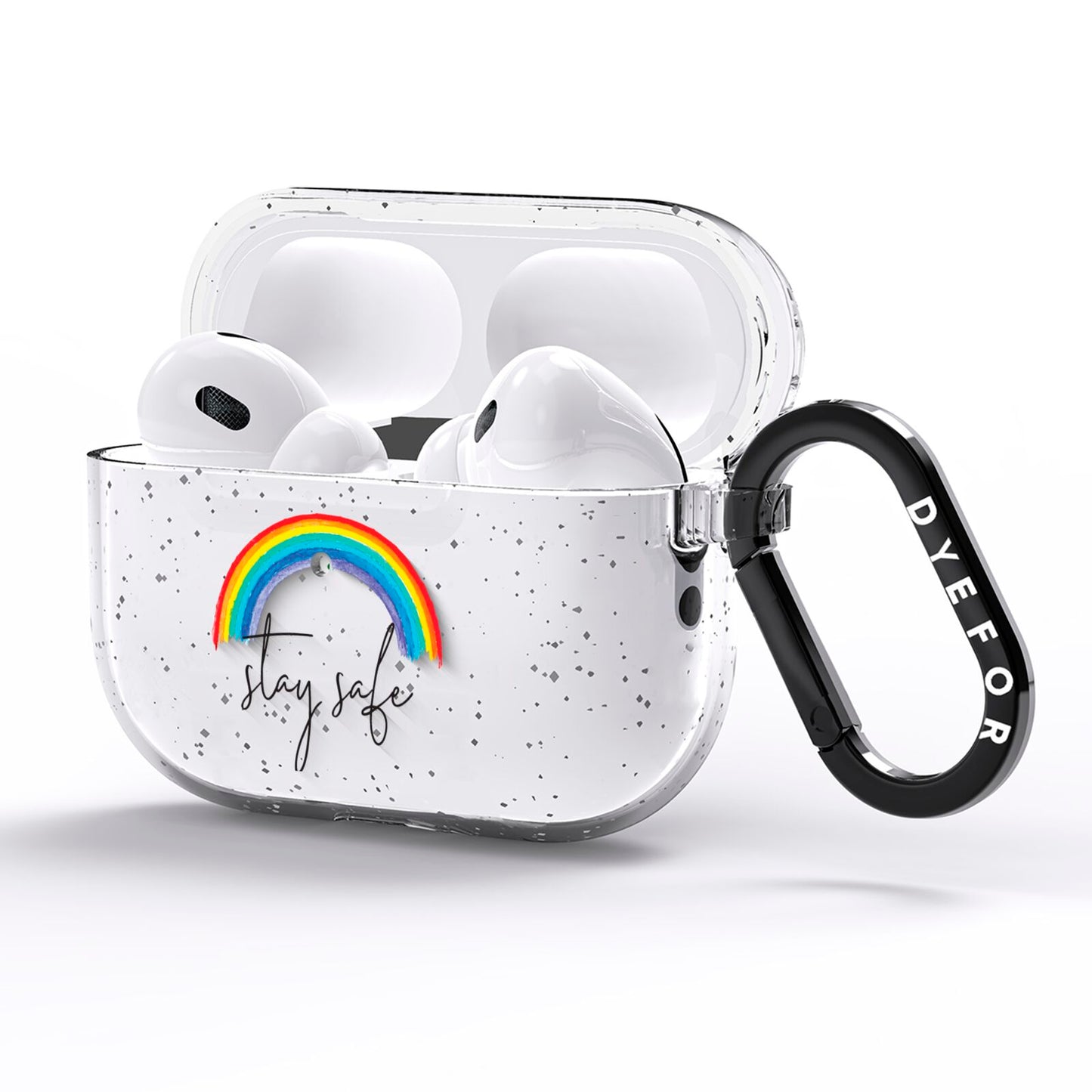 Stay Safe Rainbow AirPods Pro Glitter Case Side Image