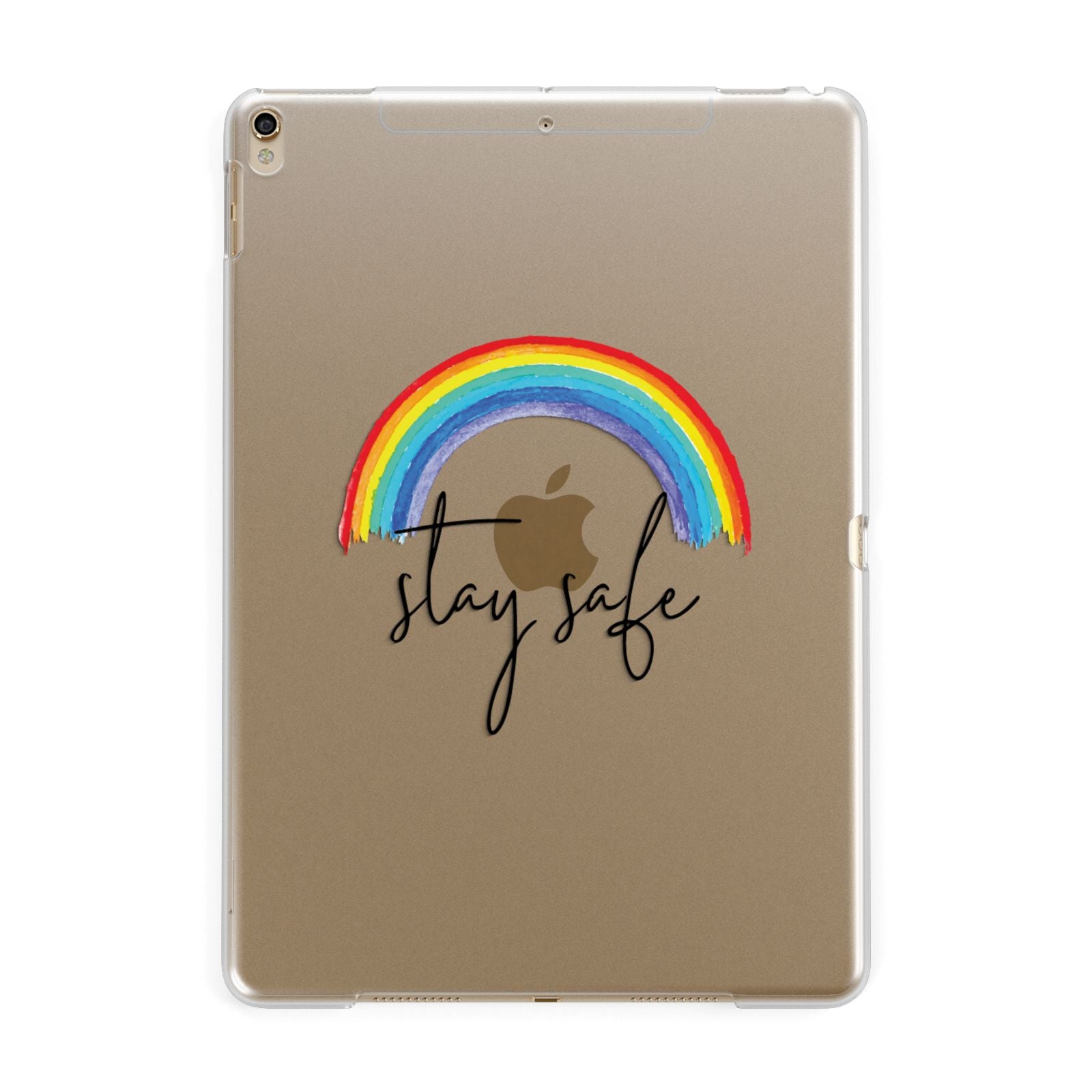 Stay Safe Rainbow Apple iPad Gold Case