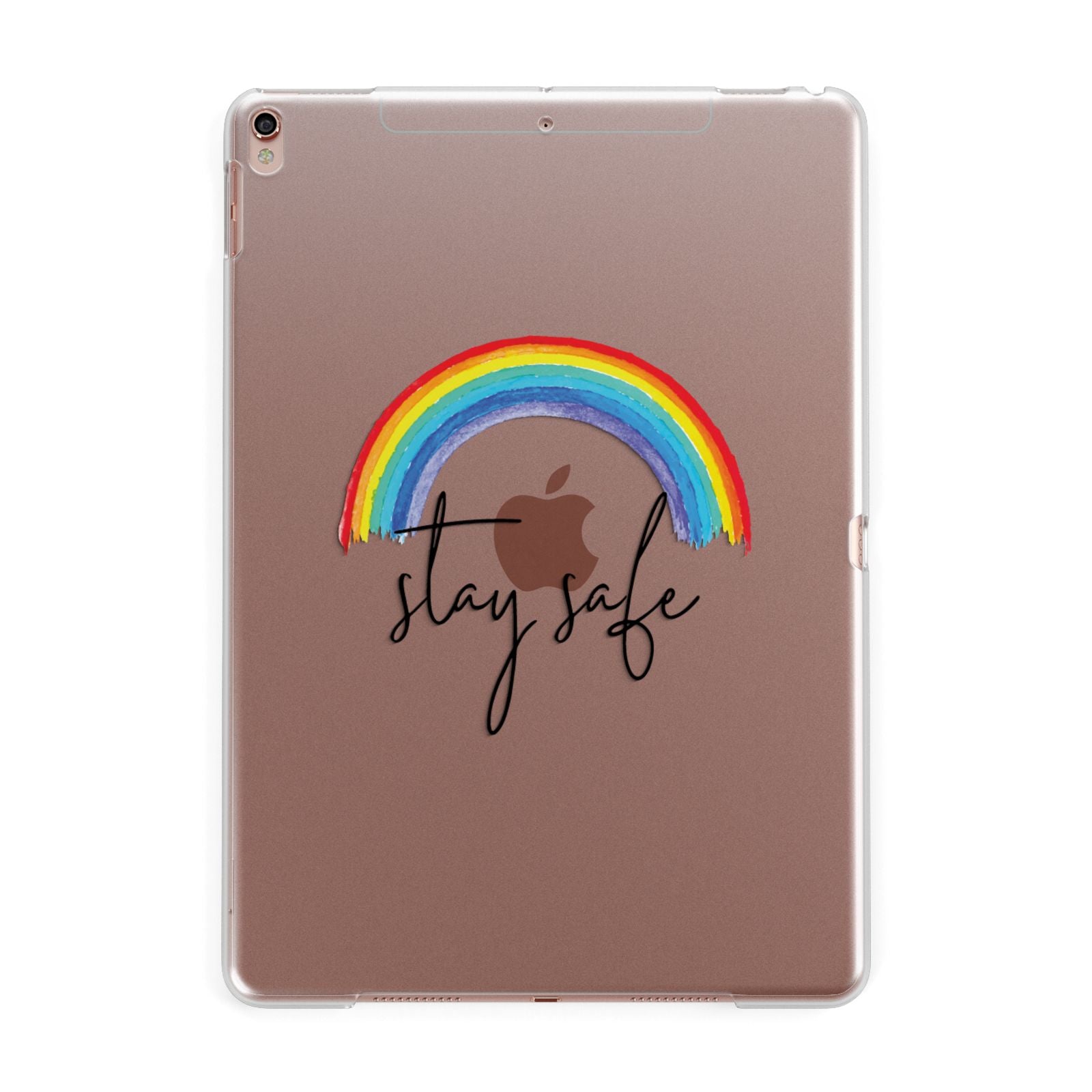 Stay Safe Rainbow Apple iPad Rose Gold Case
