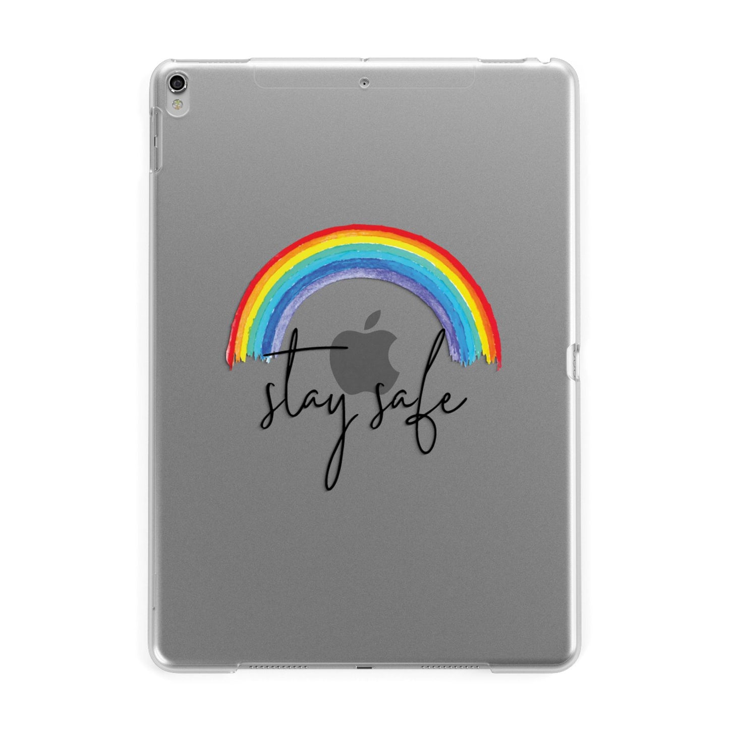 Stay Safe Rainbow Apple iPad Silver Case