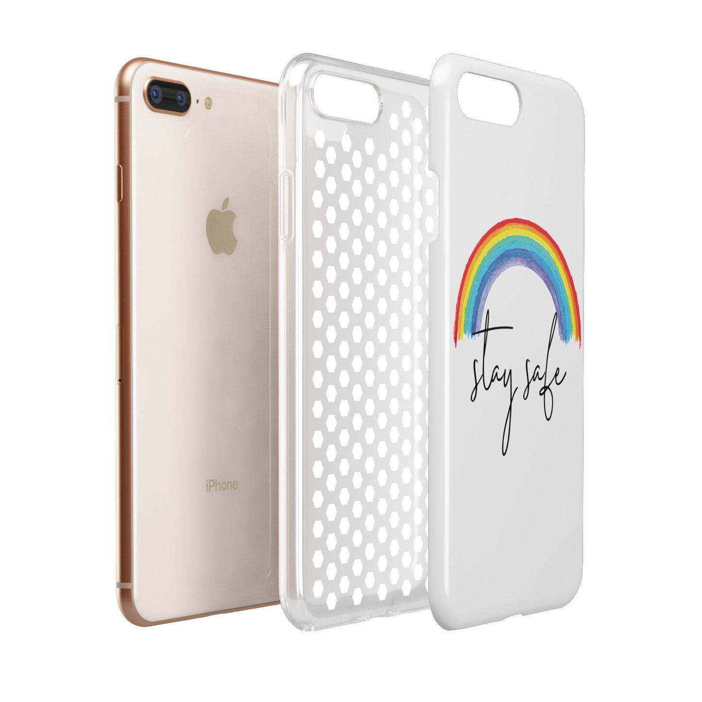Stay Safe Rainbow Apple iPhone 7 8 Plus 3D Tough Case Expanded View