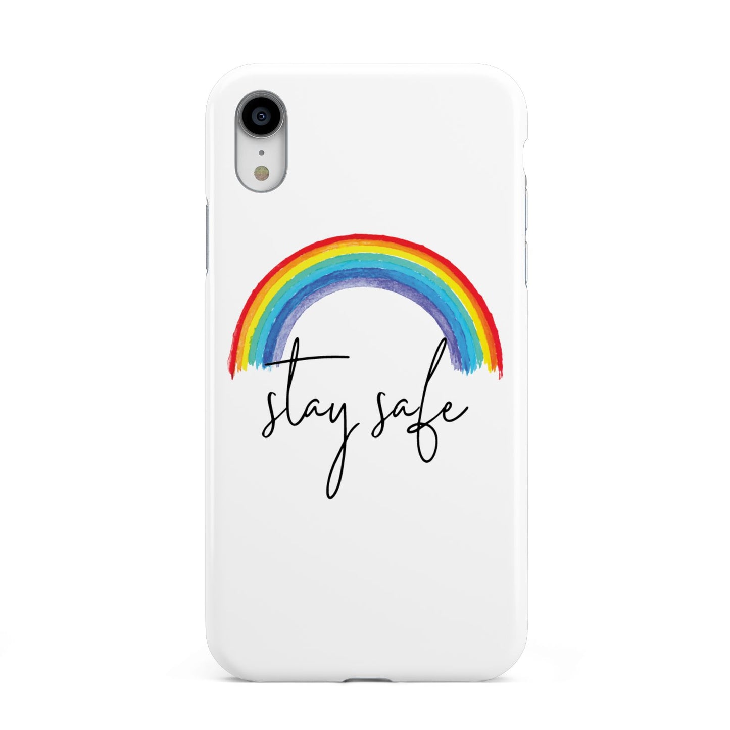 Stay Safe Rainbow Apple iPhone XR White 3D Tough Case