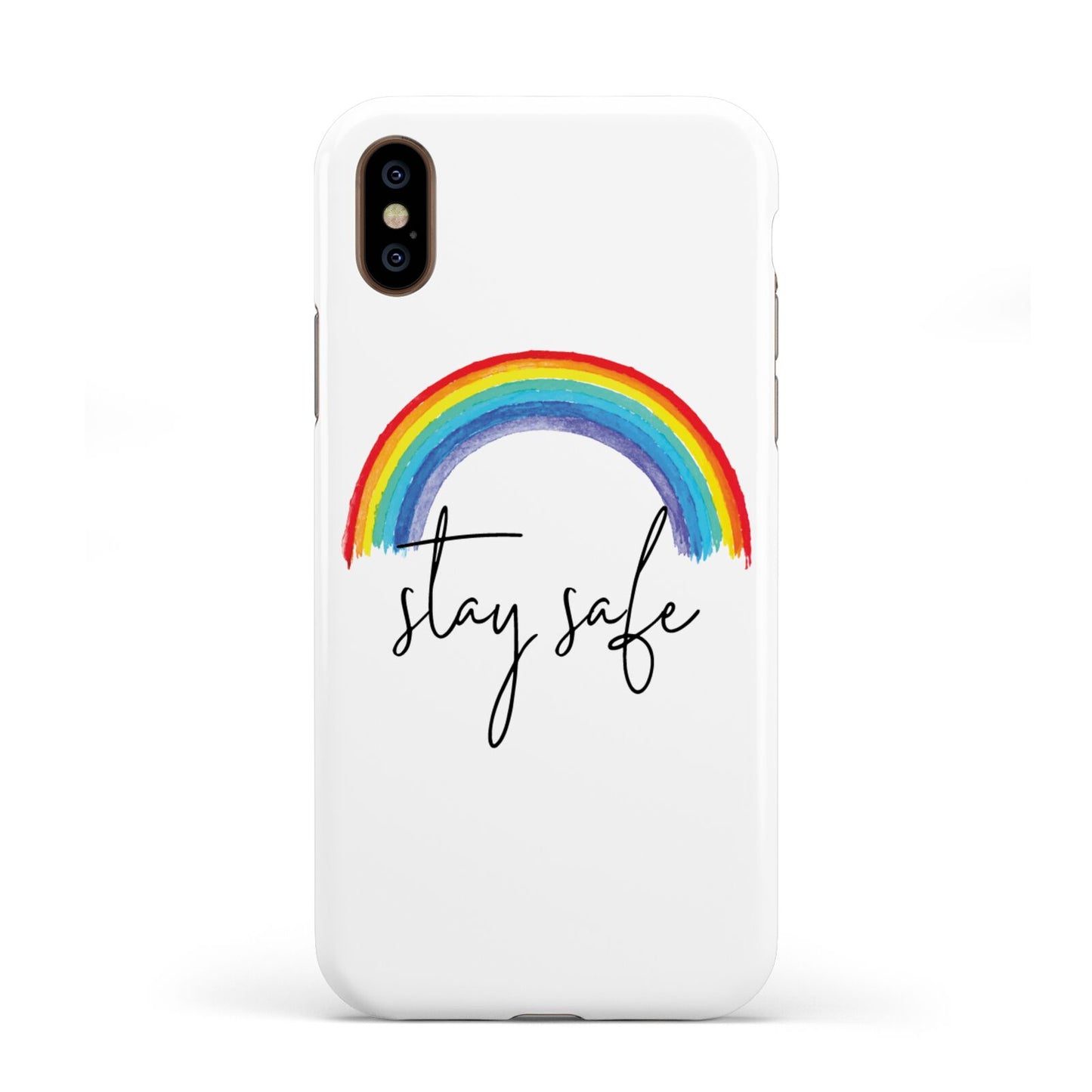 Stay Safe Rainbow Apple iPhone XS 3D Tough