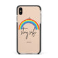 Stay Safe Rainbow Apple iPhone Xs Max Impact Case Black Edge on Gold Phone