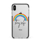 Stay Safe Rainbow Apple iPhone Xs Max Impact Case Black Edge on Silver Phone