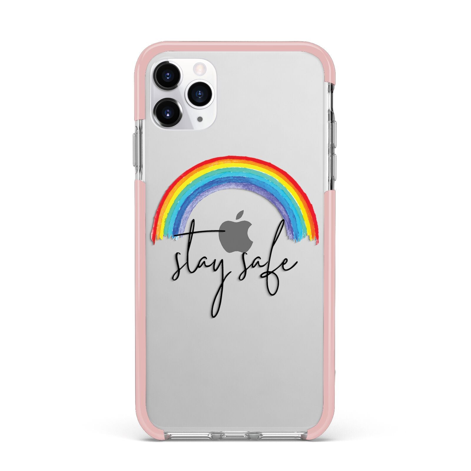 Stay Safe Rainbow iPhone 11 Pro Max Impact Pink Edge Case
