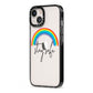 Stay Safe Rainbow iPhone 13 Black Impact Case Side Angle on Silver phone