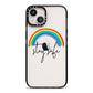Stay Safe Rainbow iPhone 13 Black Impact Case on Silver phone