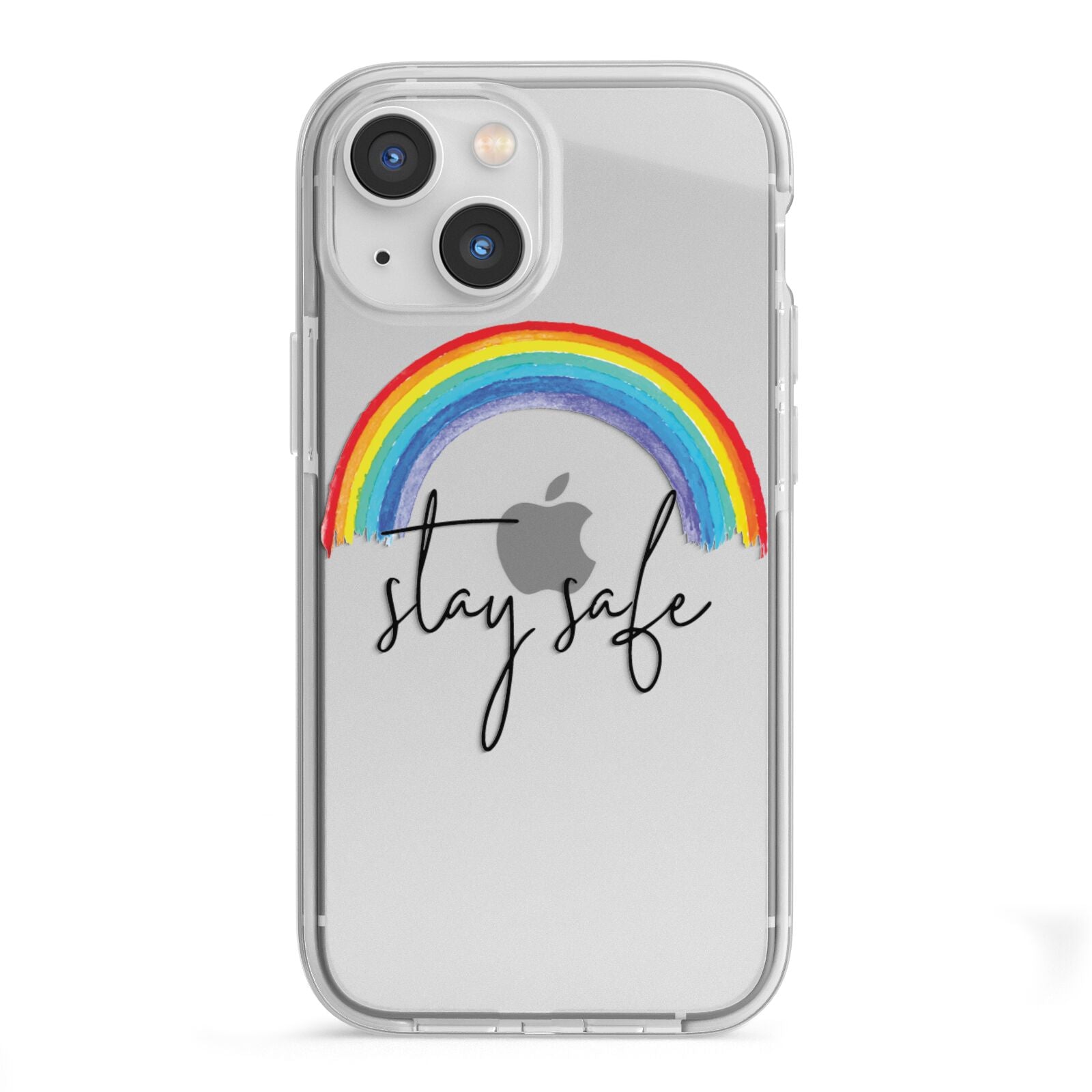 Stay Safe Rainbow iPhone 13 Mini TPU Impact Case with White Edges