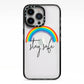 Stay Safe Rainbow iPhone 13 Pro Black Impact Case on Silver phone