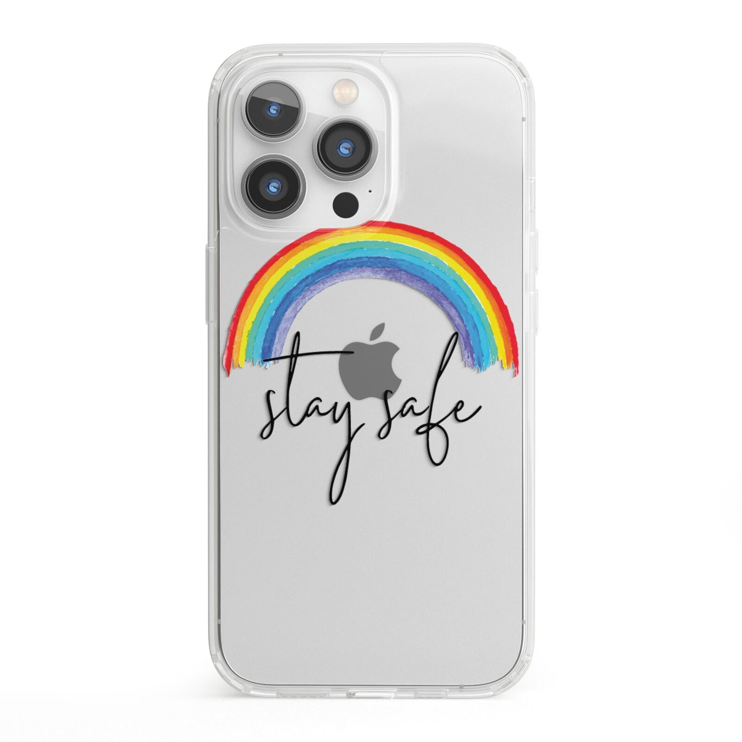 Stay Safe Rainbow iPhone 13 Pro Clear Bumper Case