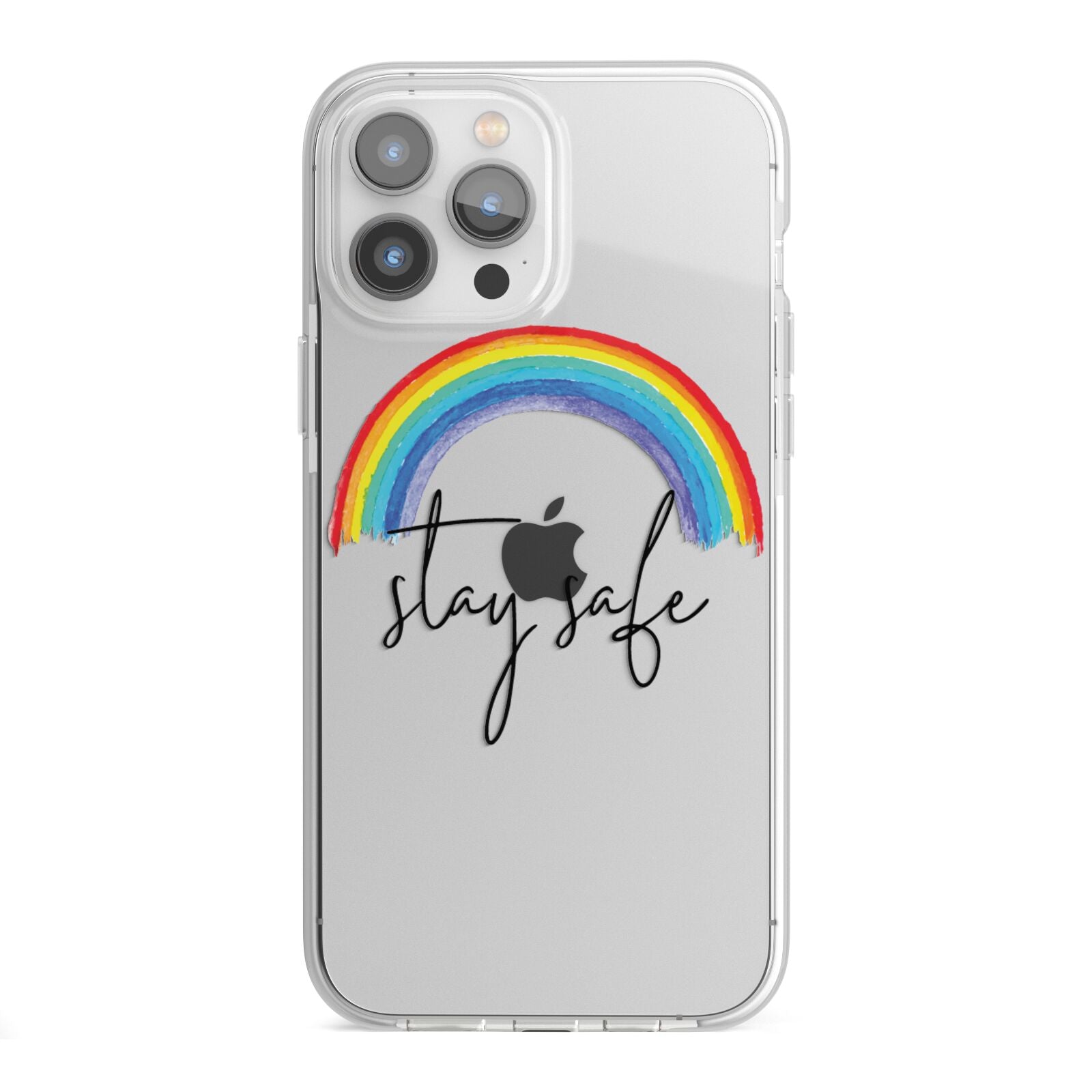 Stay Safe Rainbow iPhone 13 Pro Max TPU Impact Case with White Edges