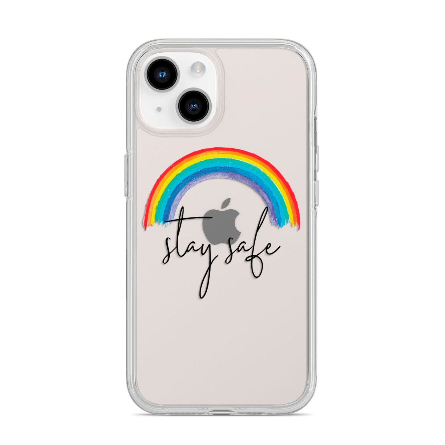 Stay Safe Rainbow iPhone 14 Clear Tough Case Starlight