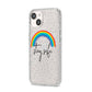 Stay Safe Rainbow iPhone 14 Glitter Tough Case Starlight Angled Image