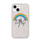 Stay Safe Rainbow iPhone 14 Glitter Tough Case Starlight